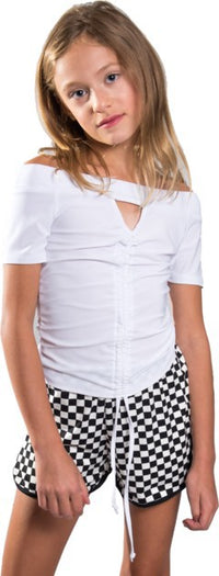 Juniors Pull-string Off the Shoulder Top