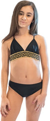 Juniors Two Piece Gold Trim Bathing Suit