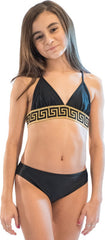 Juniors Two Piece Gold Trim Bathing Suit
