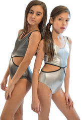 Juniors Silver Shimmer Monokini Bathing Suit