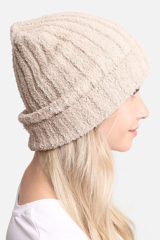 Winter Solid Color Ribbed Cuff Beanie Hat