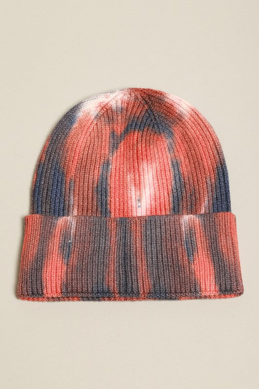 Women's Retro Ribbed Tie Dye Beanie Hat