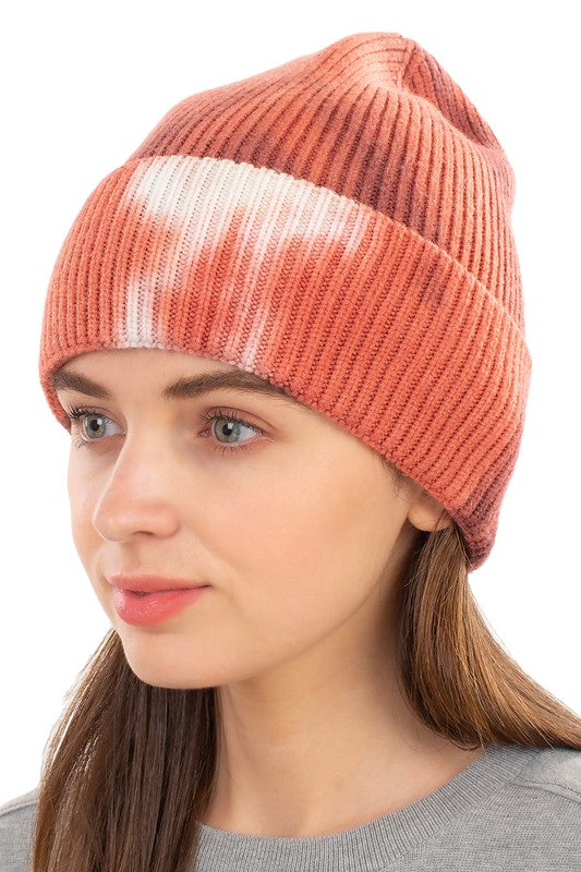 Women's Retro Ribbed Tie Dye Beanie Hat