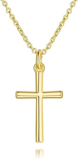 14K Gold Cross Necklace for Women Minimalist Small Pendant Chain Jewelry