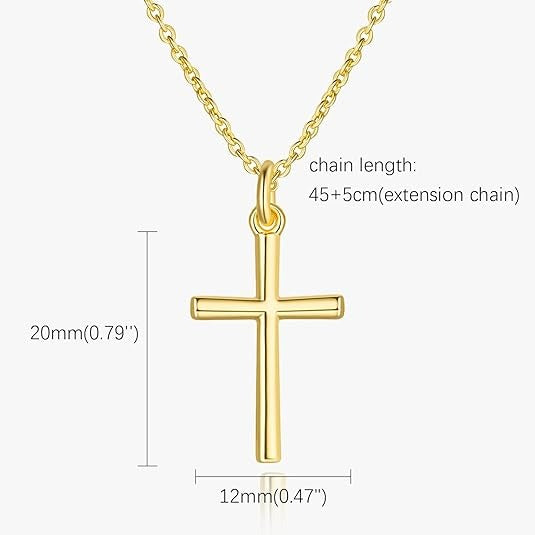 14K Gold Cross Necklace for Women Minimalist Small Pendant Chain Jewelry