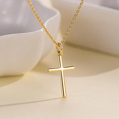 14K Gold Cross Necklace for Women Minimalist Small Pendant Chain Jewelry