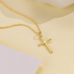14K Gold Cross Necklace for Women Minimalist Small Pendant Chain Jewelry