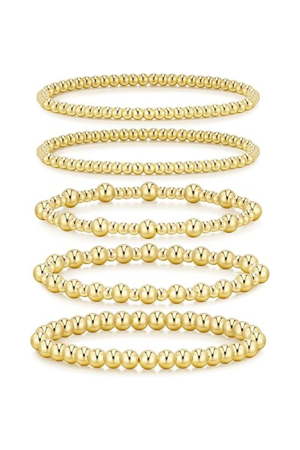 14K Gold Plated Beaded Bracelet Set women