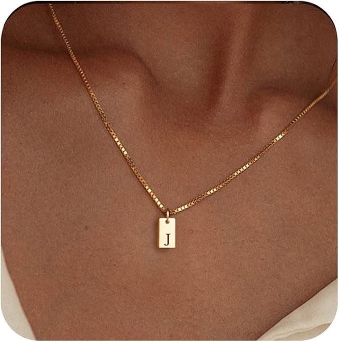14K Gold Plated Initial Necklace Dainty Personalized Name Pendant for Women