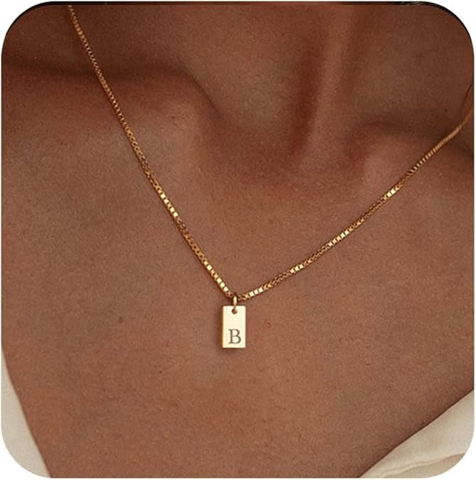 14K Gold Plated Initial Necklace Dainty Personalized Name Pendant for Women