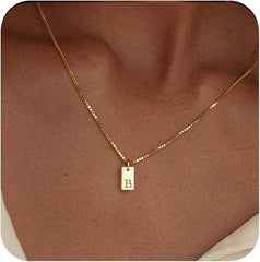 14K Gold Plated Initial Necklace Dainty Personalized Name Pendant for Women