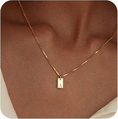 14K Gold Plated Initial Necklace Dainty Personalized Name Pendant for Women