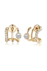 14K Gold Plated Triple Huggie Earrings