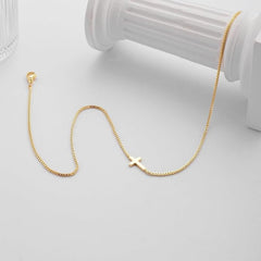 14K Gold & Silver Plated Dainty Cross Necklace for Women