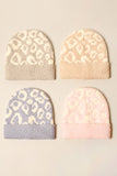 Kid's Leopard Print Soft Ribbed Cuff Beanie Hat