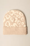 Kid's Leopard Print Soft Ribbed Cuff Beanie Hat