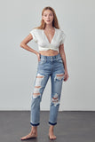 High Rise Double Waist Banded Jeans