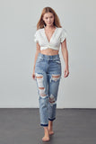 High Rise Double Waist Banded Jeans