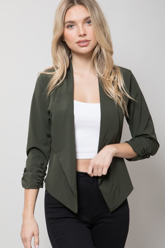 Plus Size Thin Lightweight Open Front Blazer