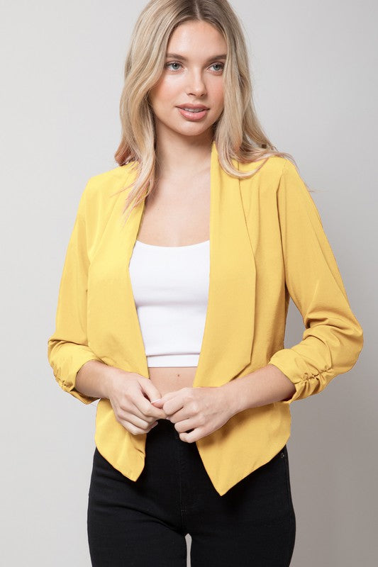 Plus Size Thin Lightweight Open Front Blazer