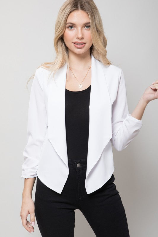 Plus Size Thin Lightweight Open Front Blazer