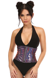 Rainbow Fishnet Holo Steel Boned Mini Cincher v