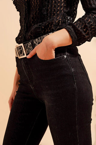High waisted flare jeans in black