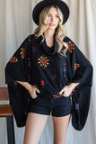 Aztec Print Cowl Neck Oversized Poncho