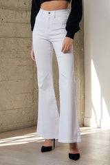 High Waisted Full Length Flare Jeans