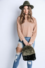 Two Toned Furry Backpack 