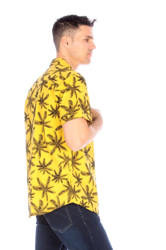 Men's Printed Woven Shirts in Yellow