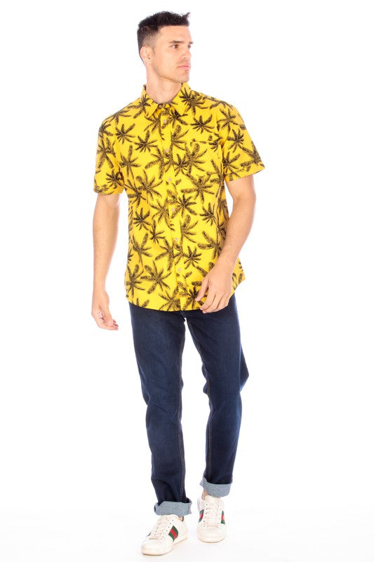 Men's Printed Woven Shirts in Yellow