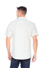 Men's Printed Short Sleeve Shirts in White