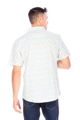Men's Printed Short Sleeve Shirts in White