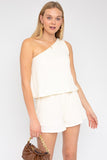 Sleeveless One Shoulder Layered Top Romper