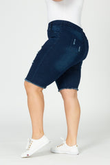 Plus Hi-Waist Distressed Bermuda Short Jeggings