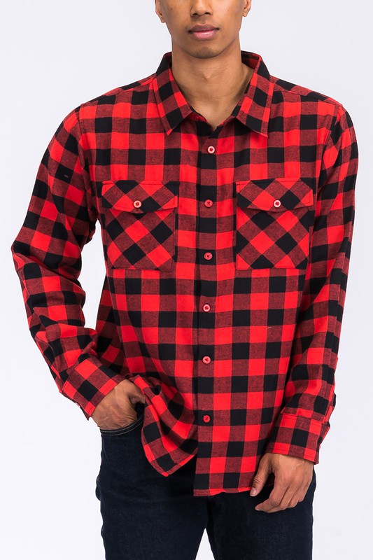 Regular Fit Checker Plaid Flannel Shirts