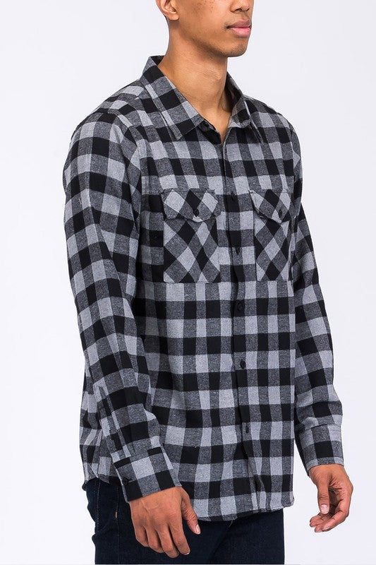 Regular Fit Checker Plaid Flannel Shirts