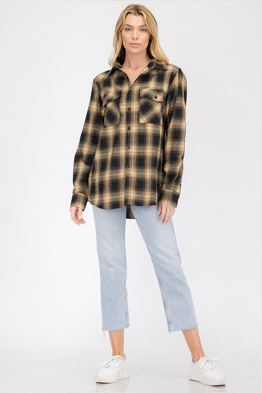 Full Plaid Checkered Flannel Long Sleeve