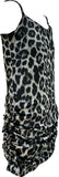 JUNIORS CHEETAH PRINT VELVET TANK RUCHED DRESS