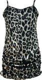 JUNIORS CHEETAH PRINT VELVET TANK RUCHED DRESS