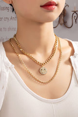 Two necklaces set with cuban chain and smiley face || cuban chain