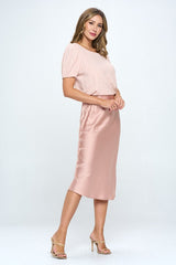 Round Neck Puff Sleeve Top With Embroidery