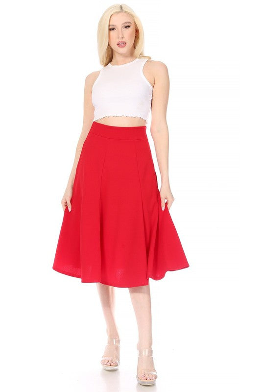 Paneled, a-line Midi Skirt With Banded Waist