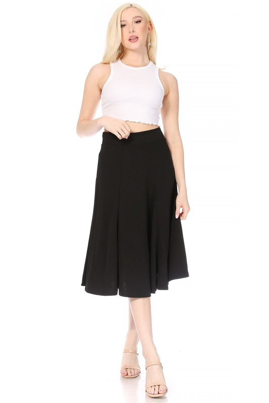 Paneled, a-line Midi Skirt With Banded Waist