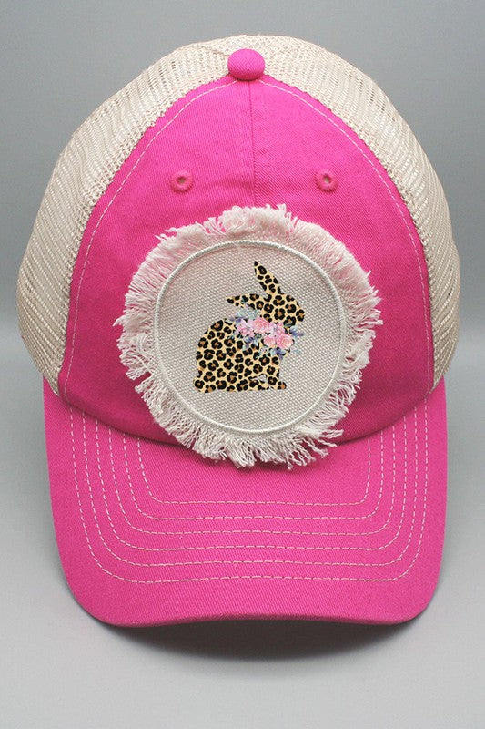Leopard Floral Side Easter Bunny Patch Trucker Hat