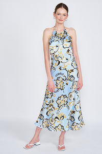 Printed Halter Neck Maxi Dress