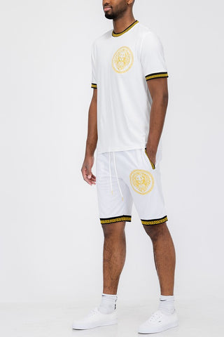 Lion Head Embroidery T-shirt and Short Set