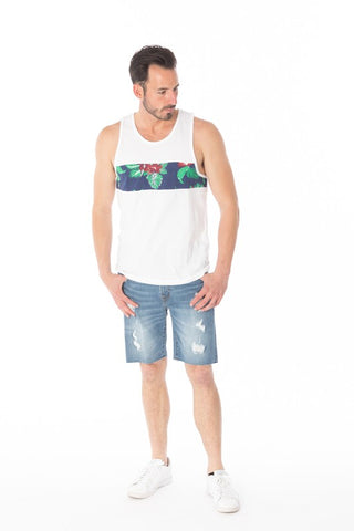 Tank Top Printed Cotton in White