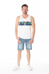 Tank Top Printed Cotton in White